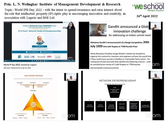 World IP day -IP and Youth: Innovating for a Better Future - Jointly organised by Legasis LLP, WeSchool, BSE, AIMS, GIS Foundation and Dartist-Talent Ventures