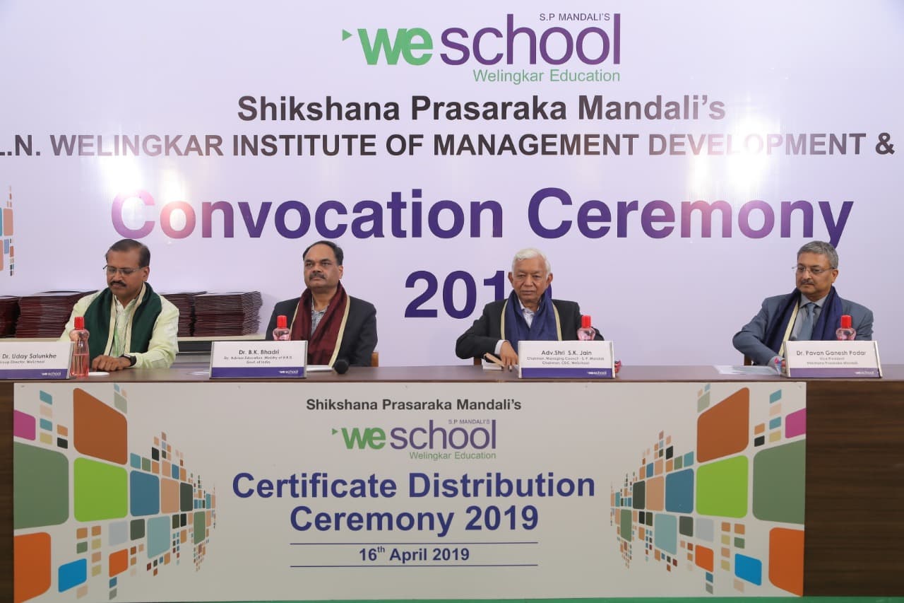 The Autonomous Division, WeSchool awarded certificates to over 227 students on their convocation day on 16 April 2019